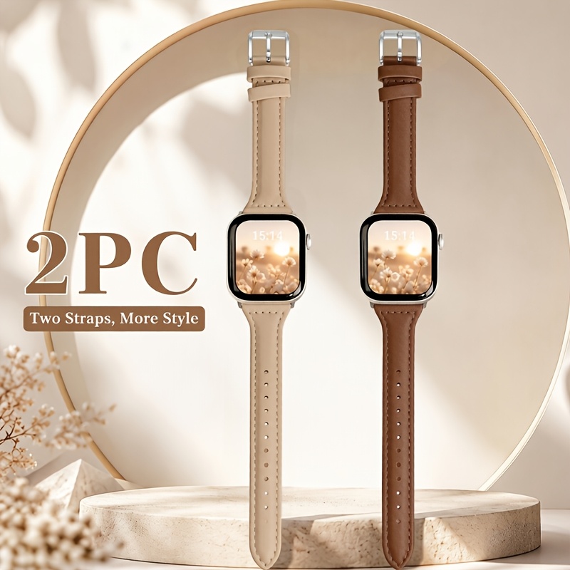 TEMU 2pcs Slim Strap For Watch Bands 44mm 45mm 40mm 41mm 42mm 46mm Ultra3/2/1 49mm 38 Mm Sport Woman Man Bracelet For Watch 11 10 5 4 6 3 2 1 Se