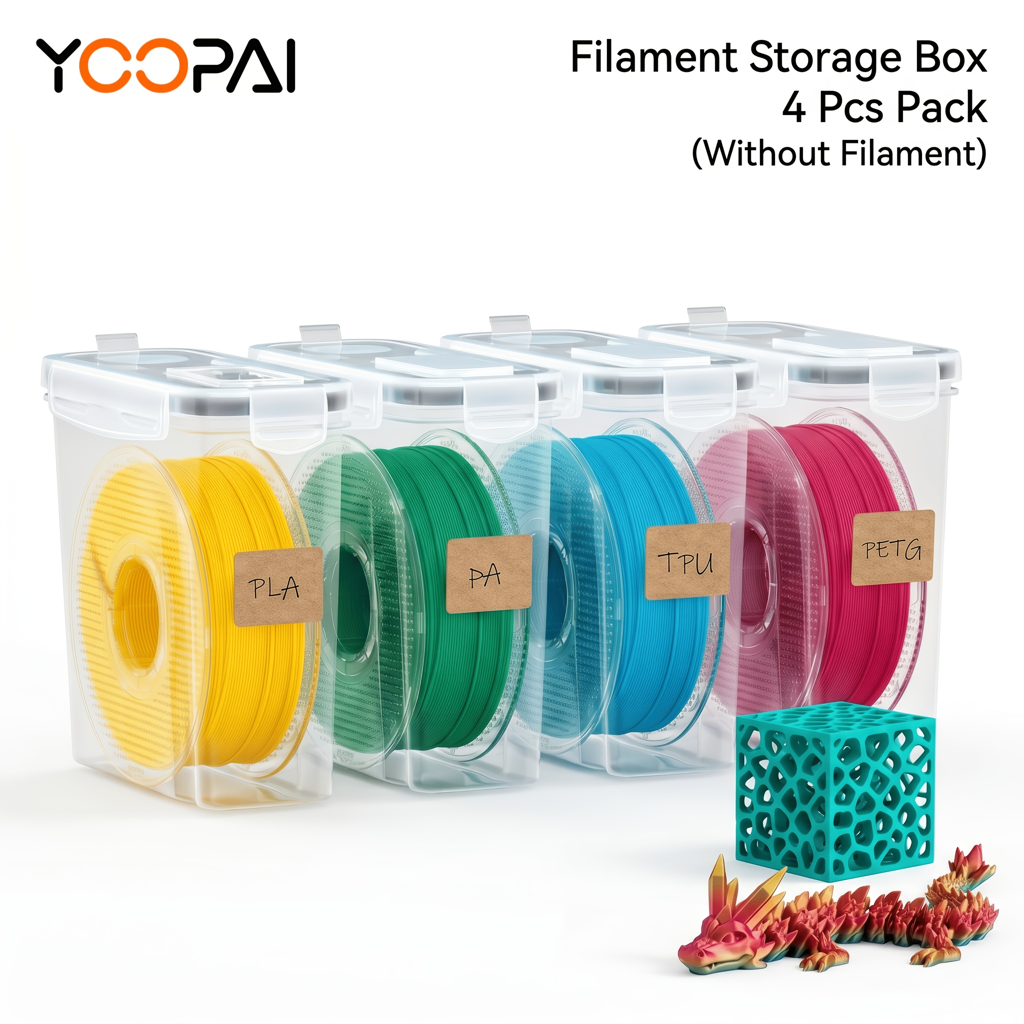 TEMU 4pcs/6pcs/8pcs Pack Yoopai Filament Seal Box - Filaments Storage Container For 3d Printing Filaments Sealing And Protection - Portable Filament