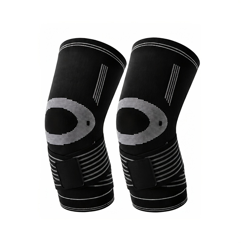 Image of 2 Styles Of Unisex Knee Braces, Compression Type With Adjustable Straps, Suitable For Running, Fitness, Weightlifting, Basketball, And Other Sports. 2pcs Set