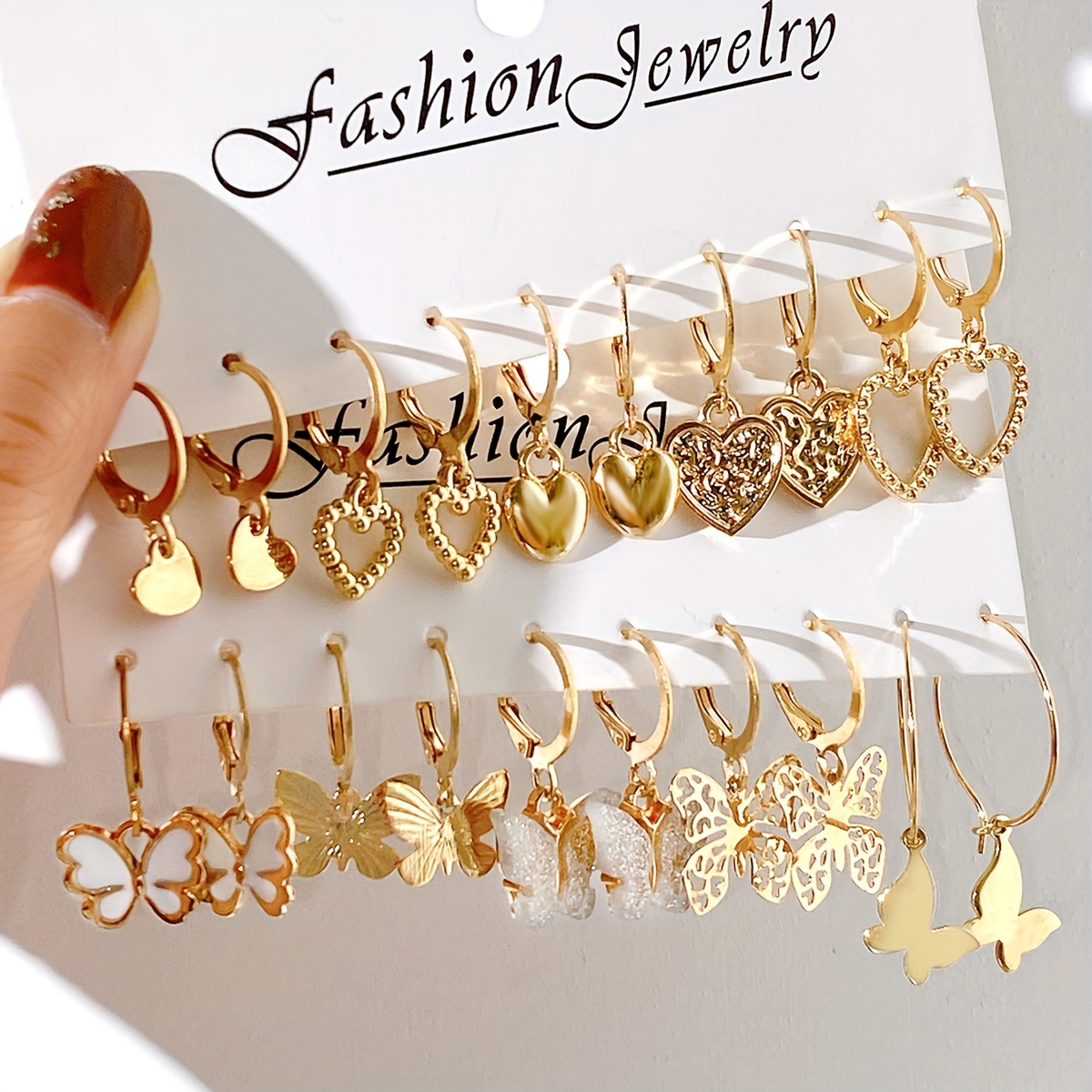 

10pcs/set Earrings Creative Retro Simple Hollow Heart Butterfly Ear Buckle Set