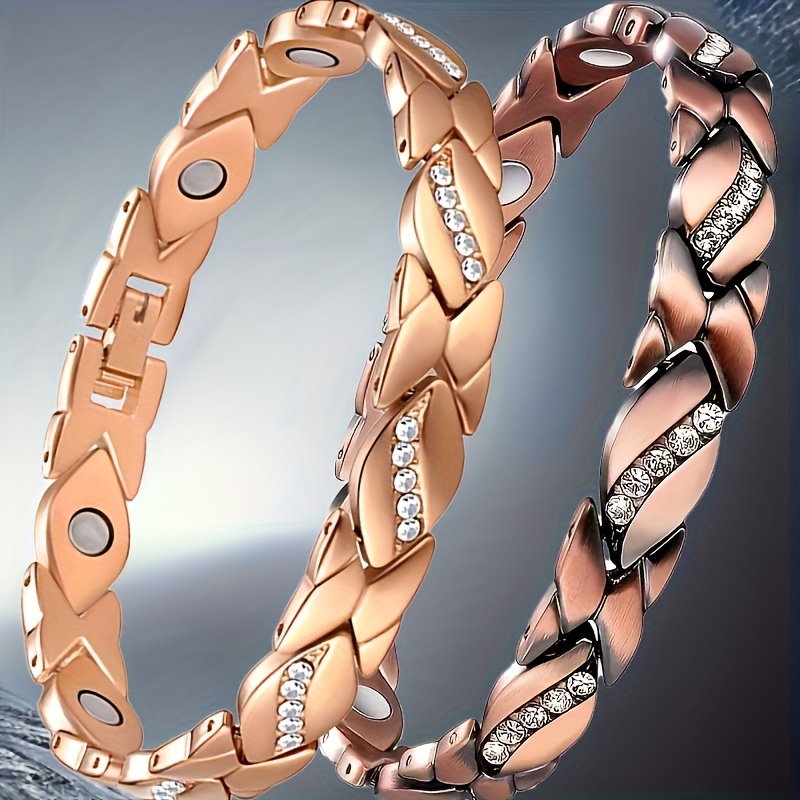 Image of A Set Of 2 Vintage Unisex Magnetic Bracelets, An Ideal Holiday Present For Her In Style