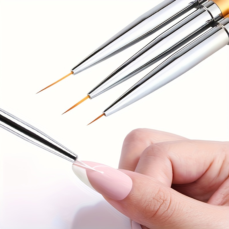 TEMU 3pcs Fine Tip Paint Brushes Set, Ultra-thin Professional Art & Nail Design Brushes, Wood Handle, Ideal For Craft Metal Paint Pen, Diy Artists, Holiday Gifts