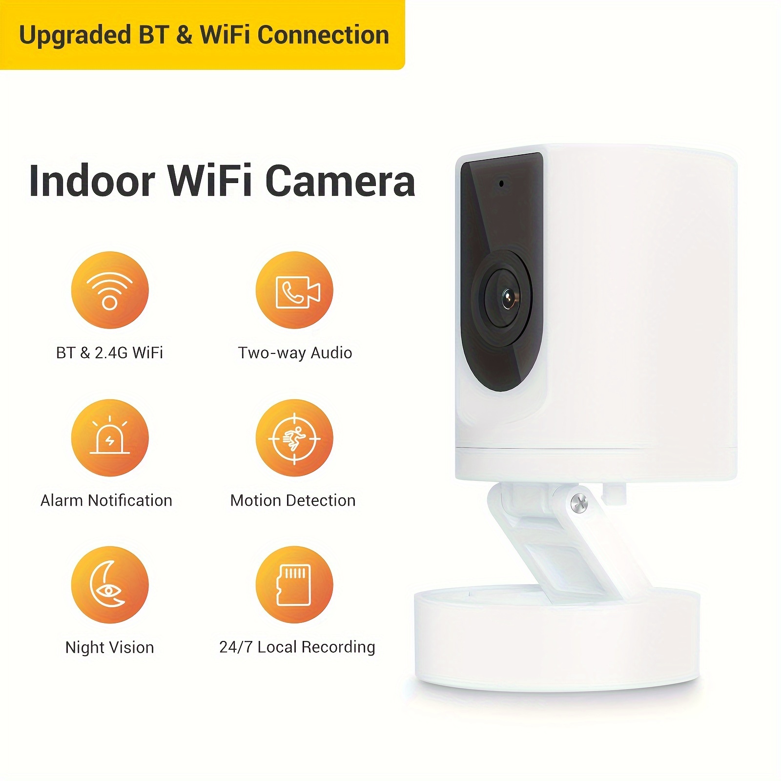 TEMU Black Friday 1pc Indoor Security Camera, Ease , 1080p Pet Camera, Pet Camera With Phone App, Foldable Baby Camera For Home Security, Flexible