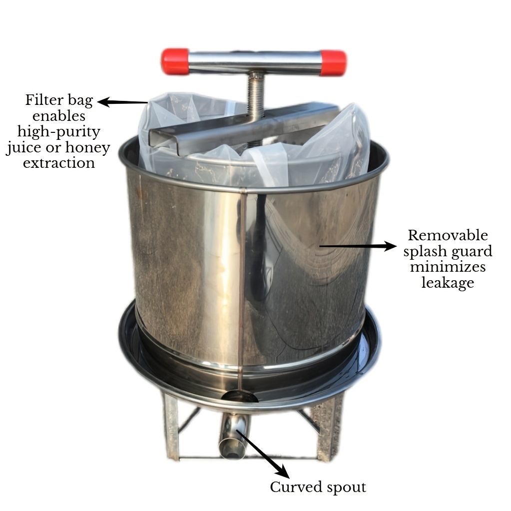 heavy duty large capacity honey press extractor manual stainless steel   press with splash guard removable   for     press mess free pressing press machine   easy clean
