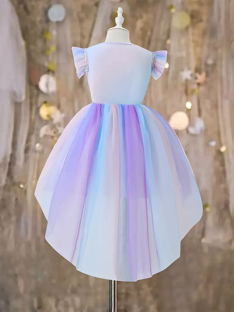 elegant rainbow gradient dress girls irregular skirt dress - Temu Greece elegant rainbow gradient dress girls irregular skirt dress - Temu Greece