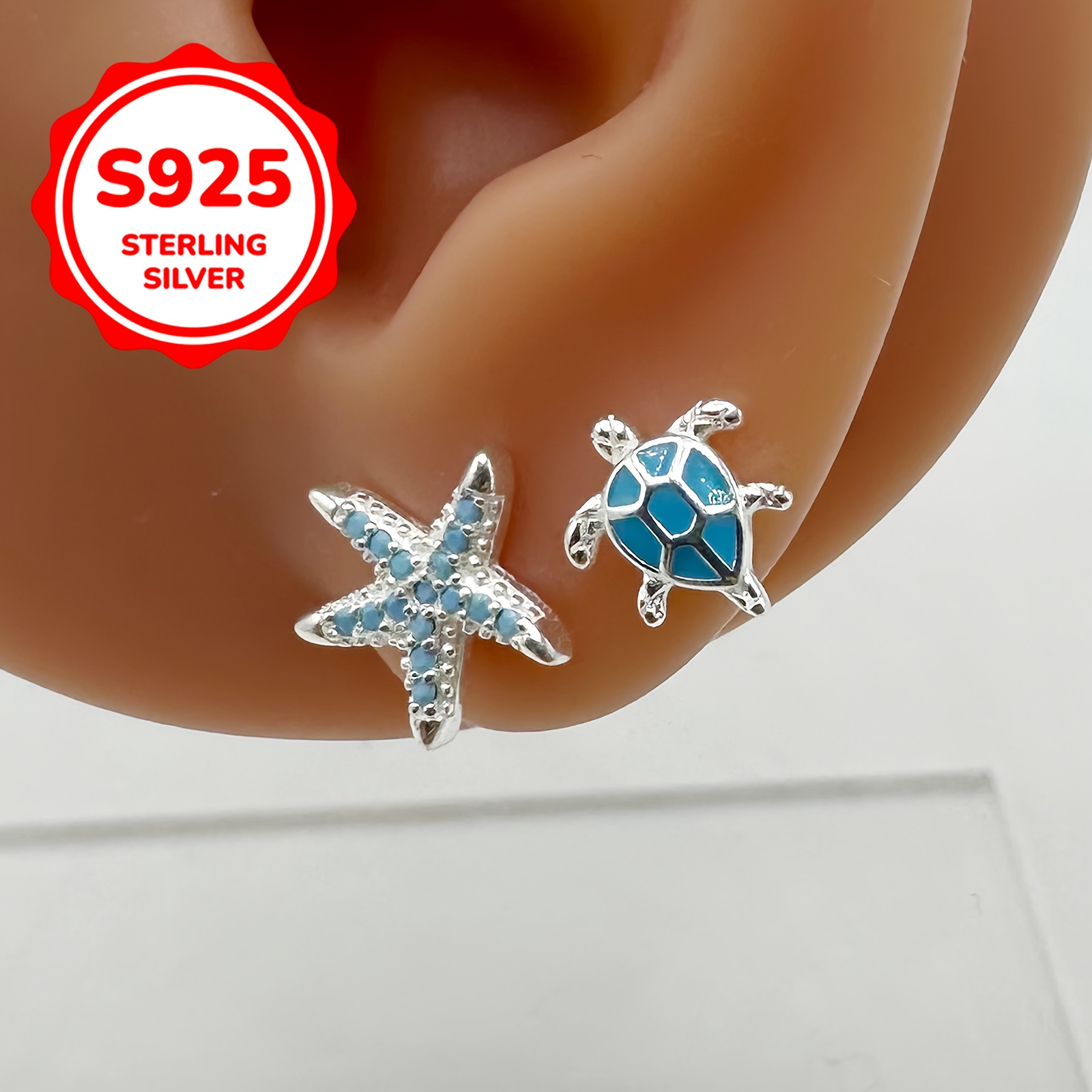 Women's Sea Turtle & Starfish Earrings, Cute Ocean Vibe