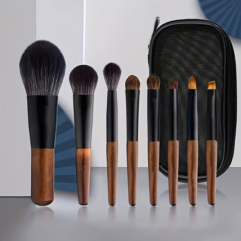 8pcs mini travel makeup brushes portable makeup set eyeshadow loose powder eyebrow pencil blush animal hair high quality  