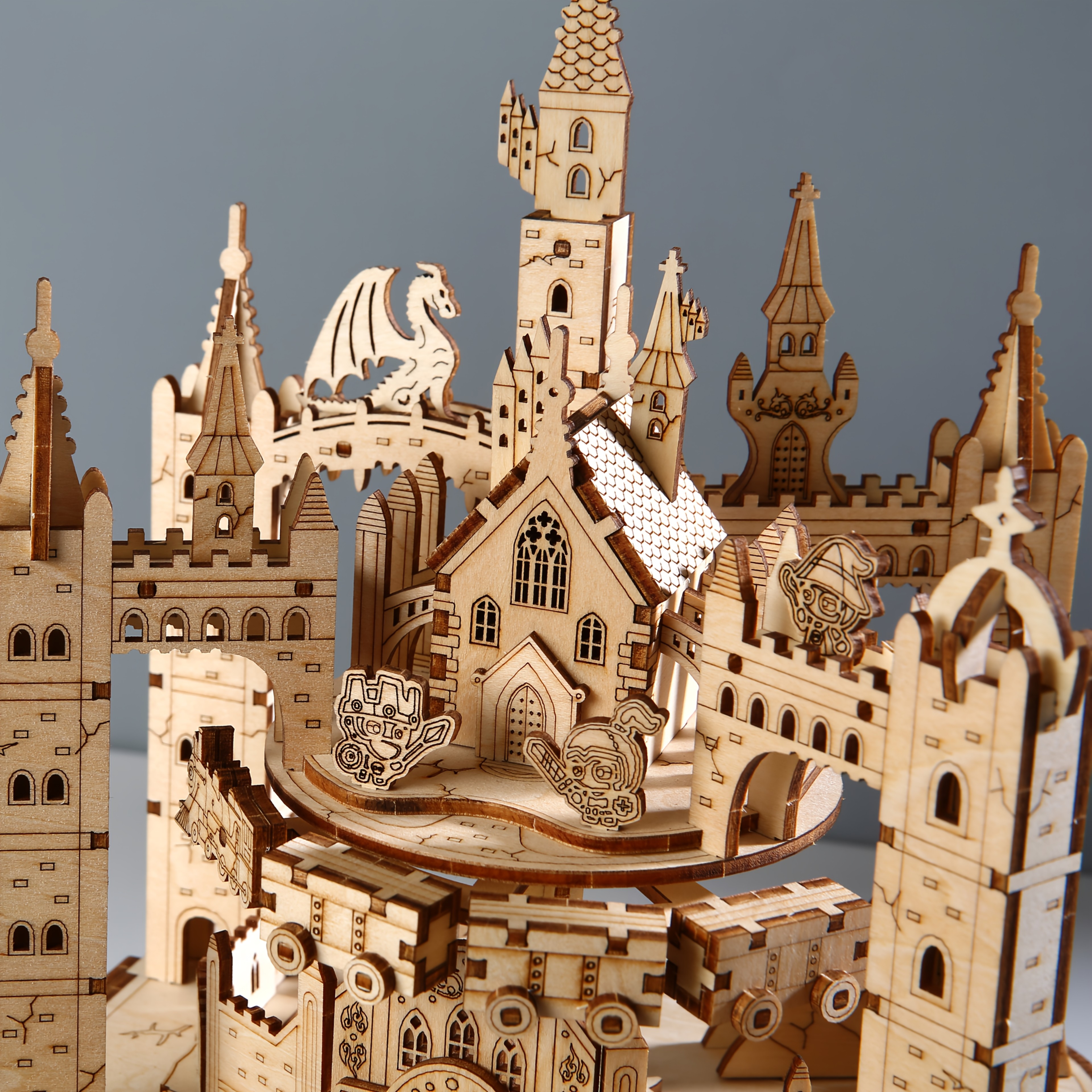 diy 3d wooden puzzle rotating music box puzzle
