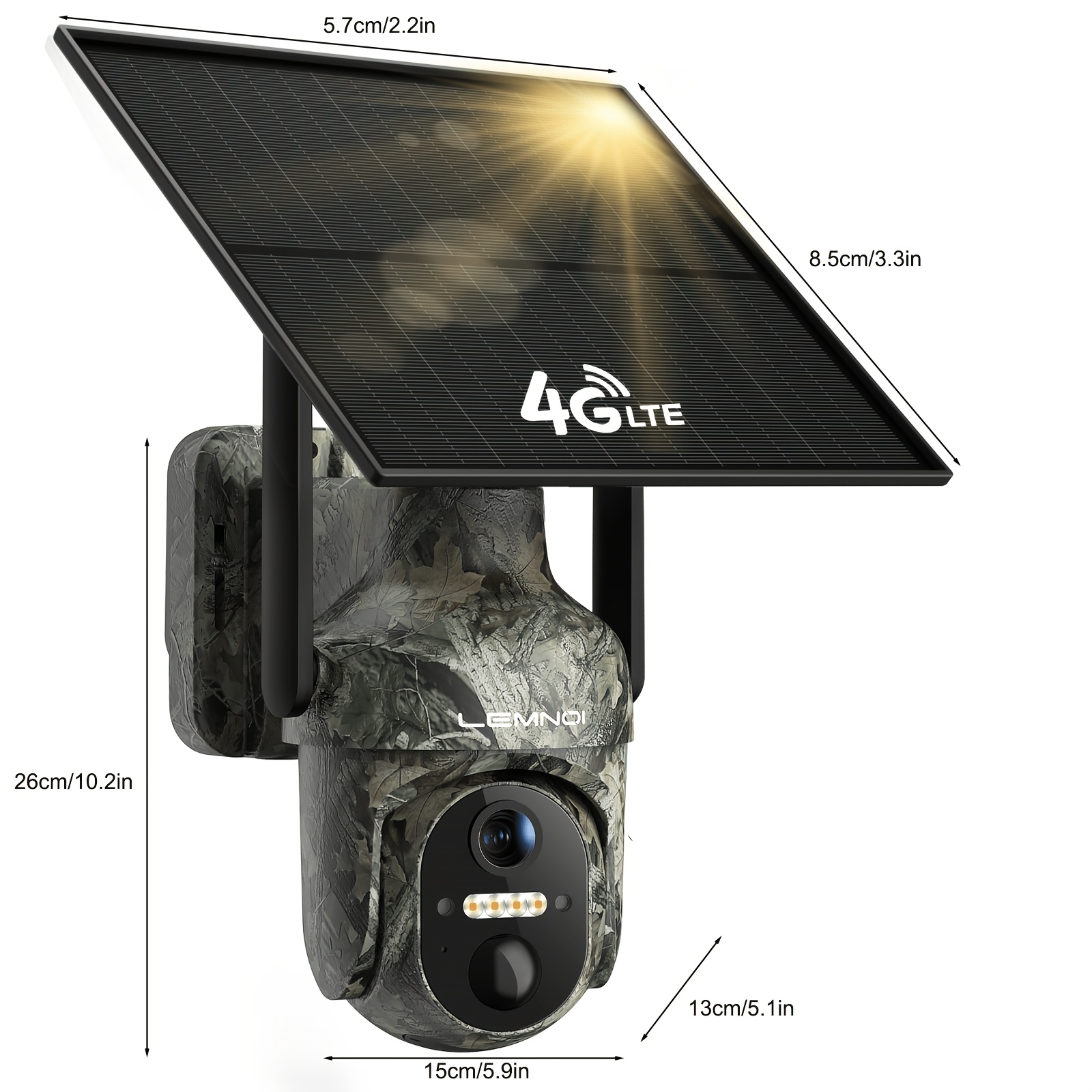 Image of 4g Lte Solar Outdoor Security Camera With Pre-installed Sim Card, 4g Solar-powered Trail Cameras With Motion Detector, Lte Solar Wildlife Camera With Color Night Vision, Pir Detection