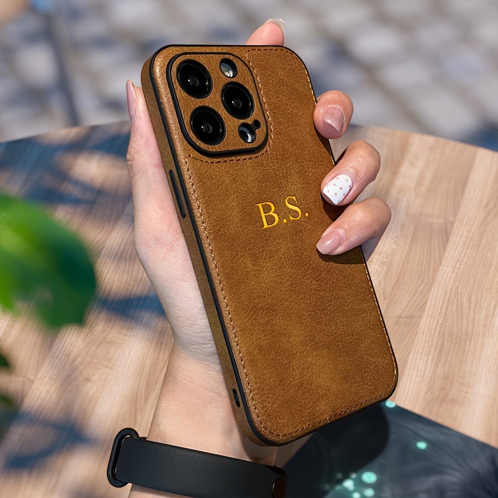 

Personalized Phone Case For 15 14 11 Pro Max 14 15 Plus Customized Name Diy Engraved 3d Letters Leather Cover For 15 14 11 Pro Max Gifts For Your Friends Lovers