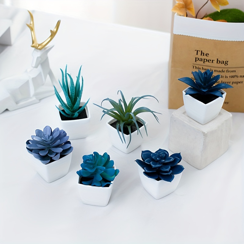 

6pcs Potted Plants, Artificial Small Potted Plants, Suitable For Desktop Window Bookshelf Decoration, Room Decor, Home Decor