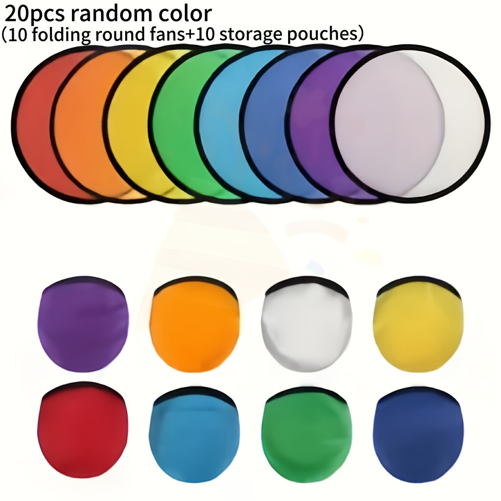 TEMU 20pcs Set Of Foldable Cluster Fans, Random Colors (10 Fans   10 Storage Bags), Easy To Store, Reusable, Vibrant Colors, Suitable For Daily Use,