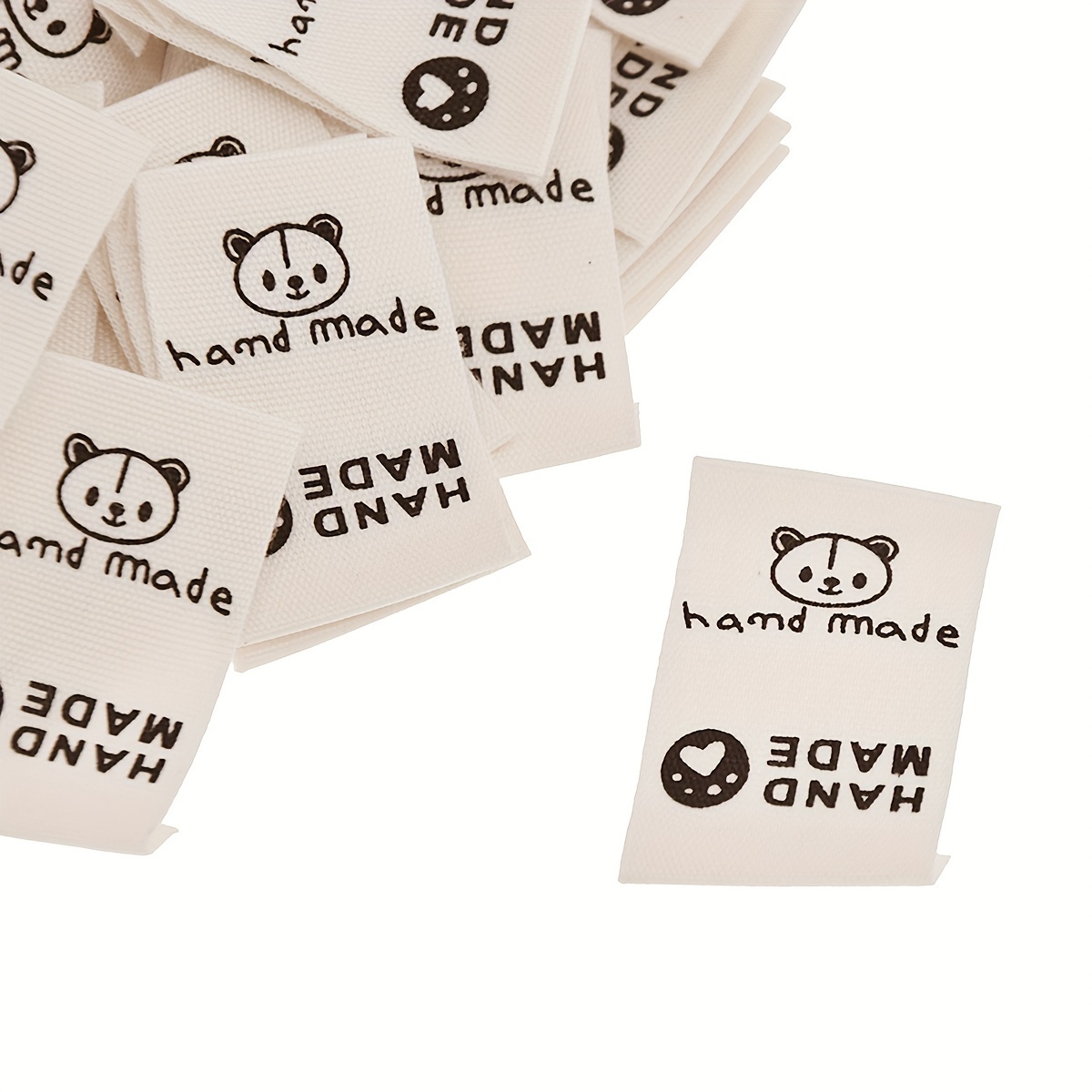 

100pcs Cute Bear Head Handmade Tags For Clothing, Suits, Coats, Sleeves, Pockets, Socks, Shoes, Hats & Bags - Decorative Labels