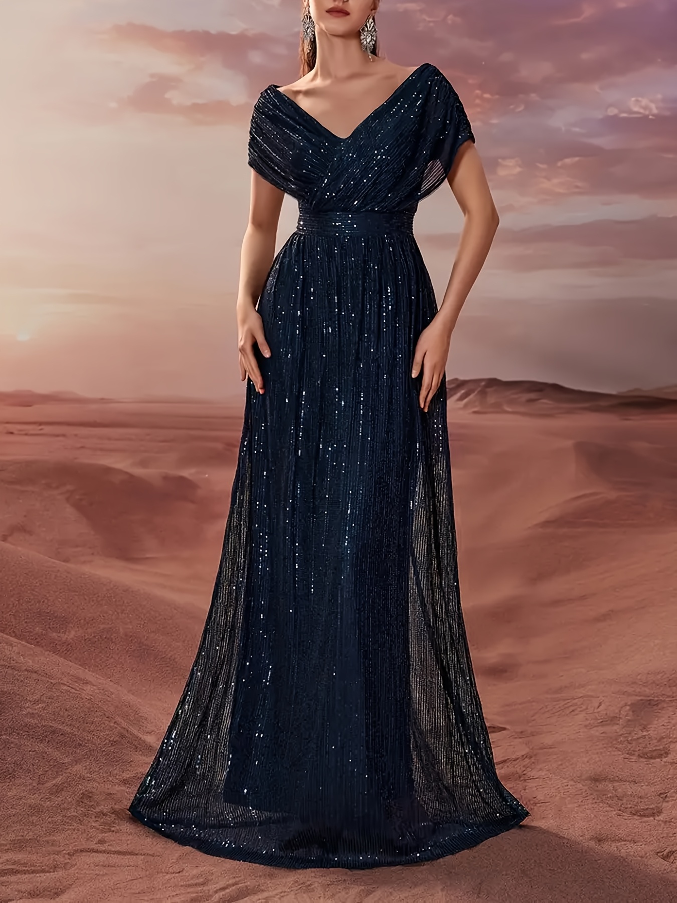 knee length dresses for ladies La Femme 23023 Prom Dress - Slate Blue main image 1