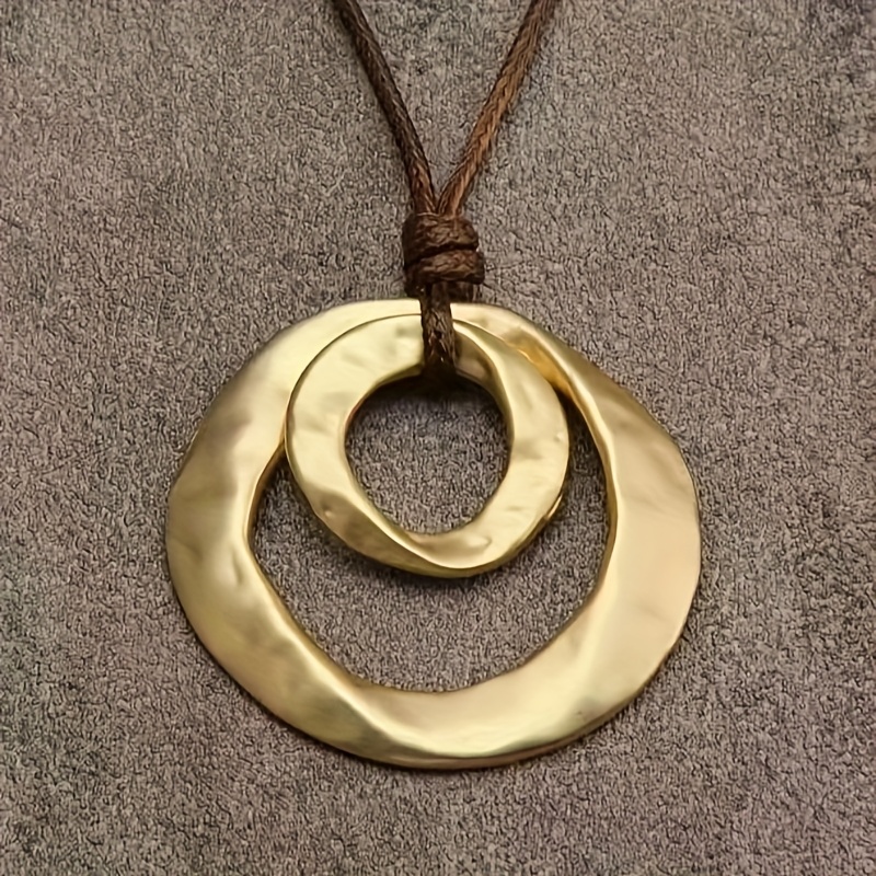 E-shop Bohemian Style Unisex Anhänger Halskette | Robuste Zinklegierung, Geometrische Unregelmäßige Größe Ring Mix, Geeignet für Tägliche und Party