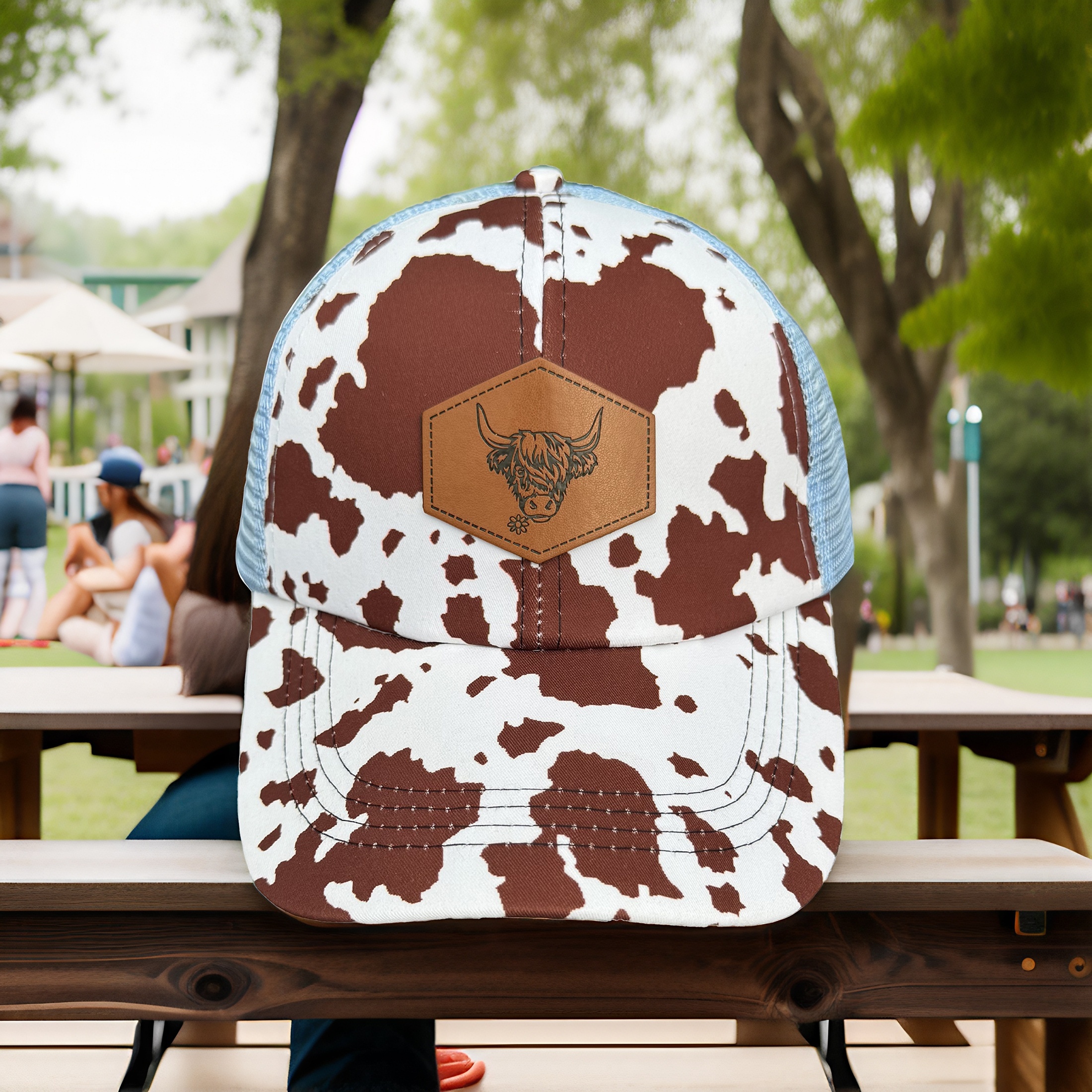unisex cow print baseball cap breathable mesh adjustable - Temu display picture 1