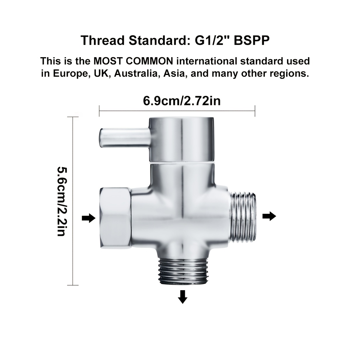 3-way G1/2 Shower Diverter Bathroom Faucet Additions