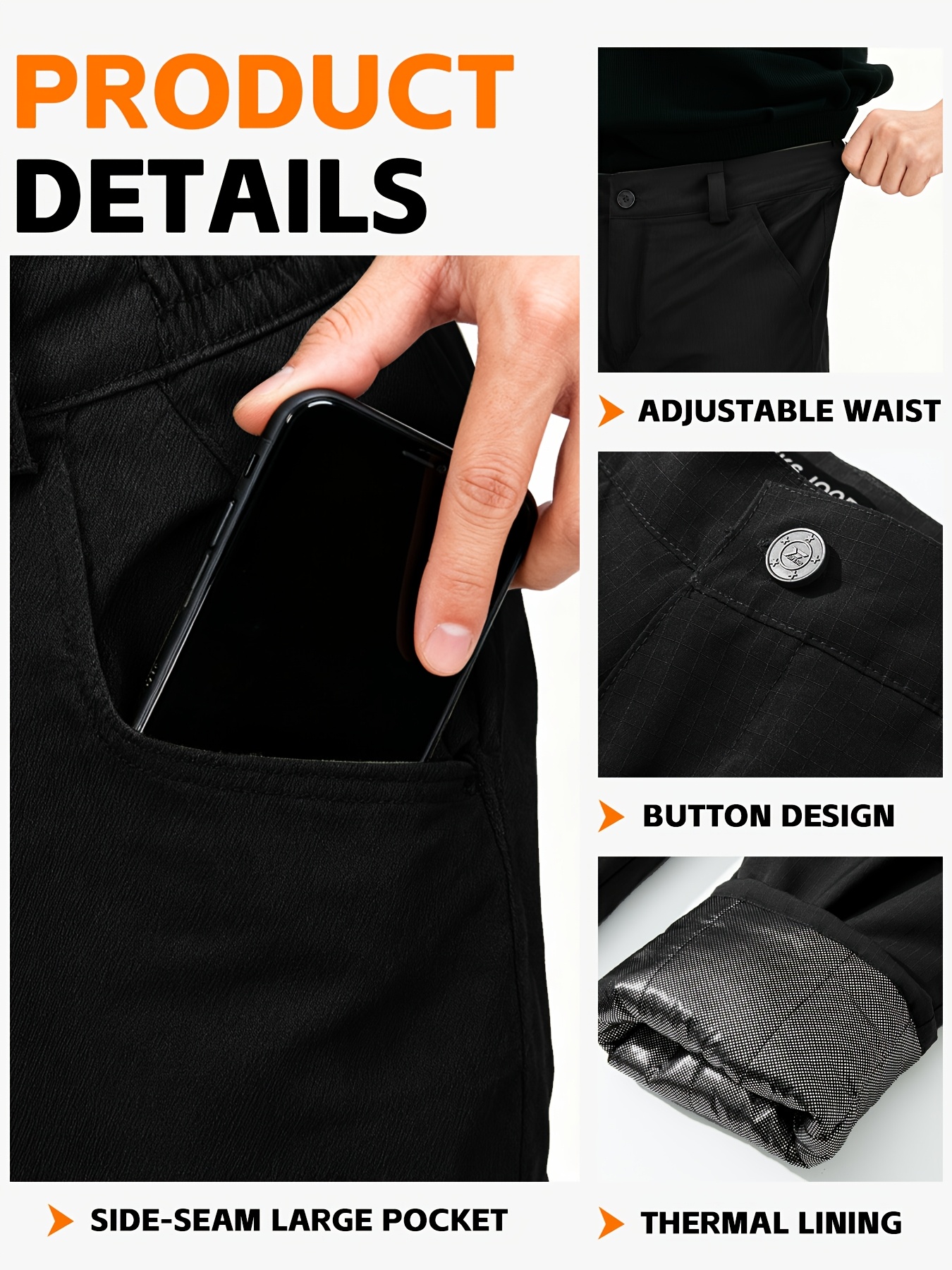 Men's Thermal Reflective Jacket & Long Pants Set for Winter