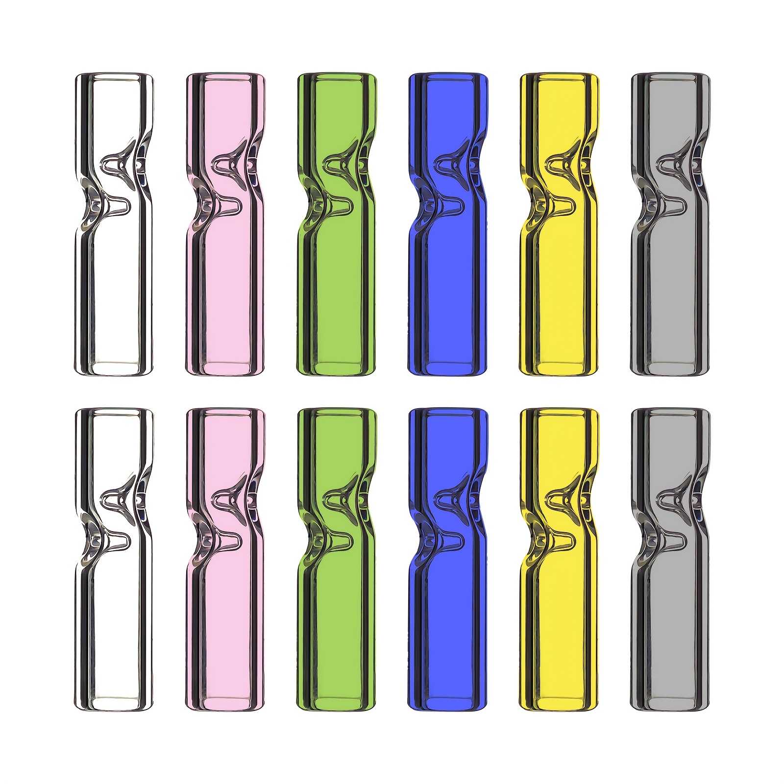 12 Reusable Round-mouth Glass Filter Mouthpieces, 30mm In Length, 8mm Outer Diameter, 5mm Inner Diameter