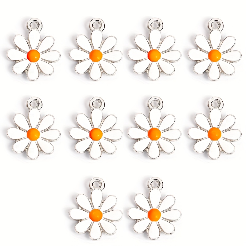 E-shop 10 Stücke Stilvolle Kompakte Bunte Gänseblümchen Emaille Tropfenöl Anhänger Kpop Süßer Schmuck Halskette Armband Ohrringe Haaraccessoires