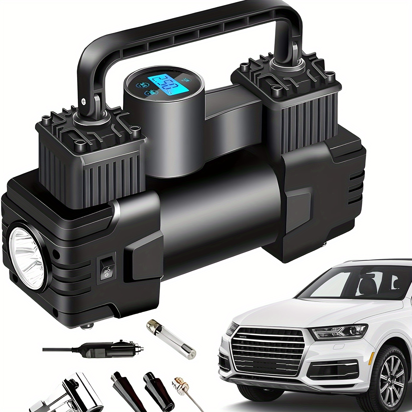 

Car Tire Pump, Auto Air Pump, Portable Air Compressor, Tire Inflator With Intelligent Numerical Control System, Tire Inflator Air Compressor With Digital Display, Truck Tire Inflator For Bicycle Moto