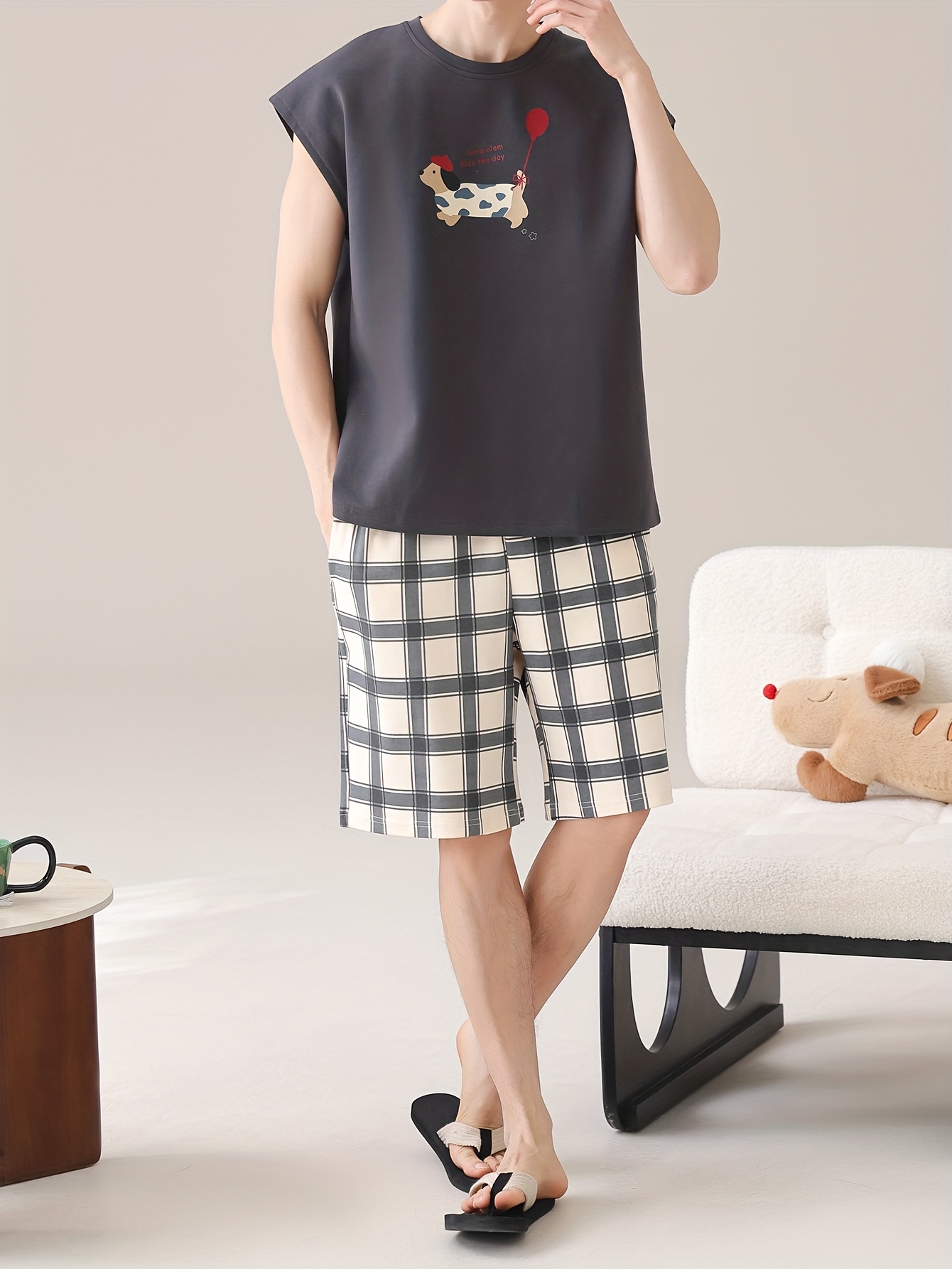 Dibujos Animados Pijamas Estampados Hombre Conjunto Pijama Verano