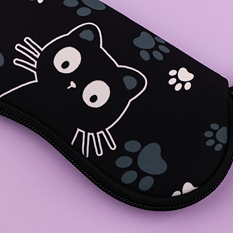 

1pc Cute Black Cat Glasses Box Eye Wear Accessories Zipper Wallet Reading Eyewear Case Storage Box Protective Cover