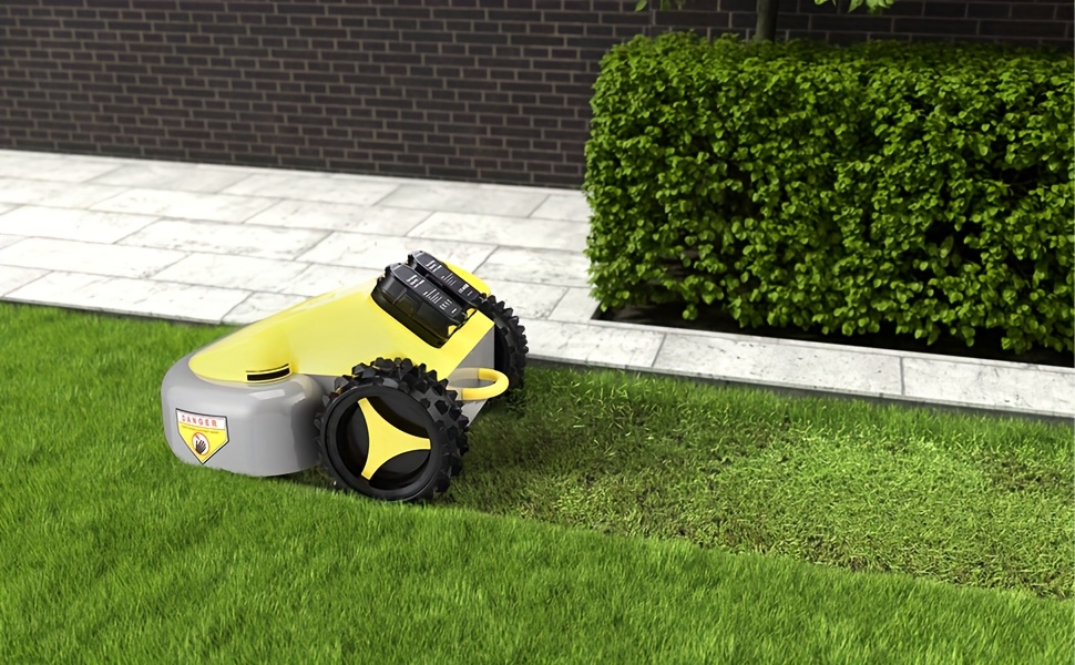 zipmow remote controlled smart self propelled cordless electric lawnmower features dual 18v batteries   inch cutting head 3 height adjustments 2 inches 3 inches to handle       minute   and is lightweight and portable Product details 0