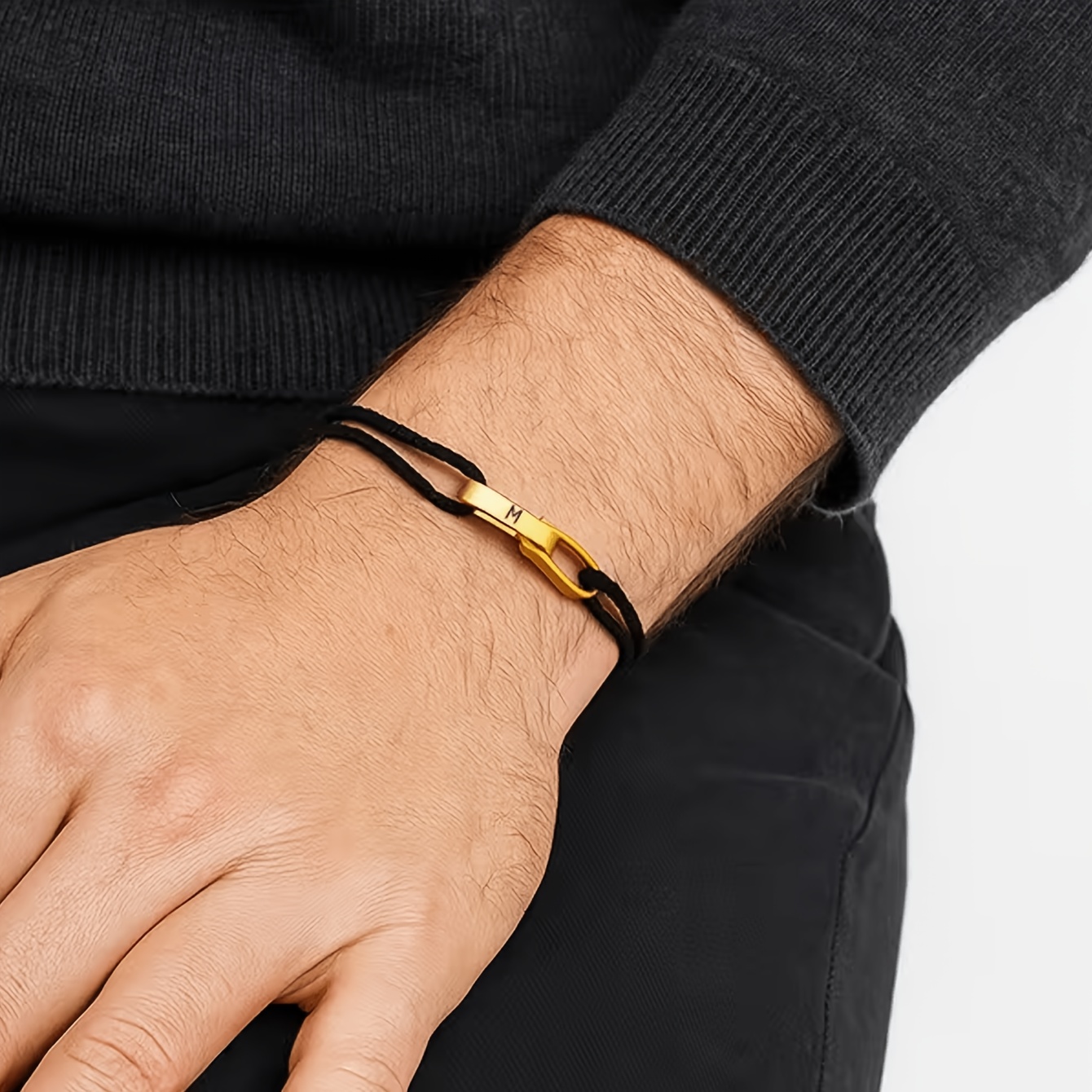 Custom Couple Name-Engraved Adjustable Knot Bracelet, Unisex Gift