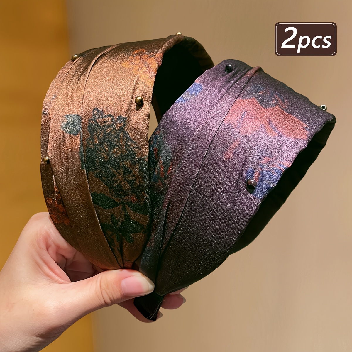 E-shop 1 Stück/2 Stücke Damen Breites Einfarbiges Stirnband, Damen Haaraccessoire Bedrucktes Stirnband mit , Breiter Einfacher Stil, Geeignet für