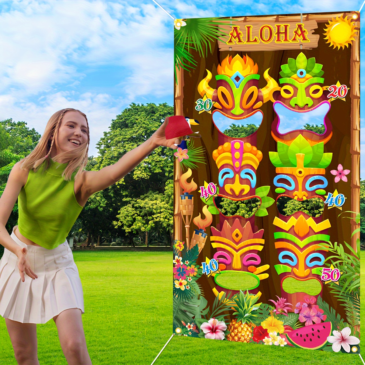 

Set Luau Aloha Banner Bean Bag Toss Game With 3 Bean Bags Luau Party Games Hawaiian Summer Games Toss Across Game For Luau Party Decorations Hawaiian Party Supplies Carnival Party Supplies