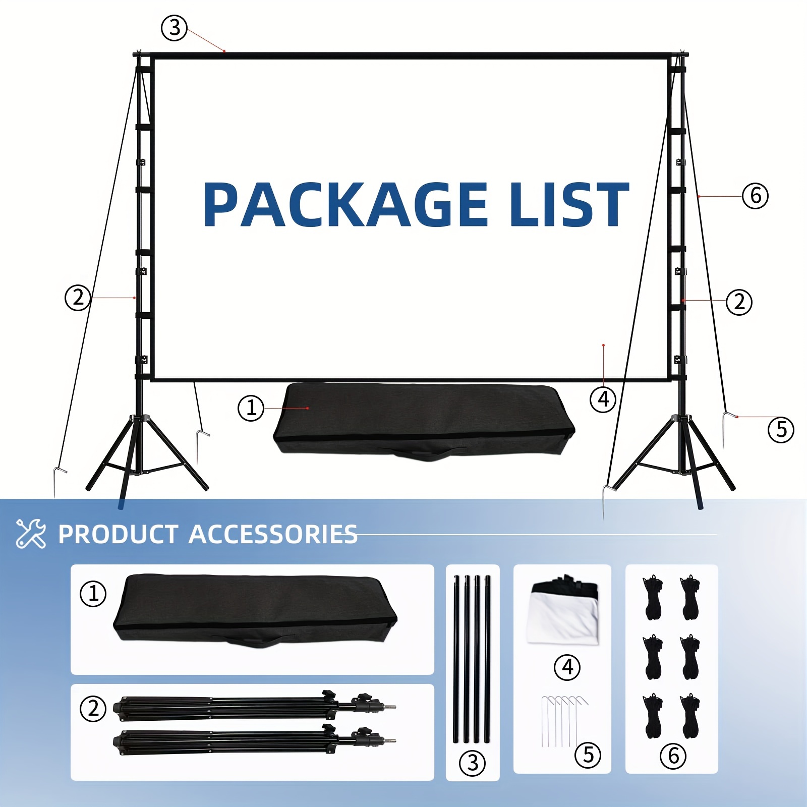 120in good Projector Screen W Bag and Accessories