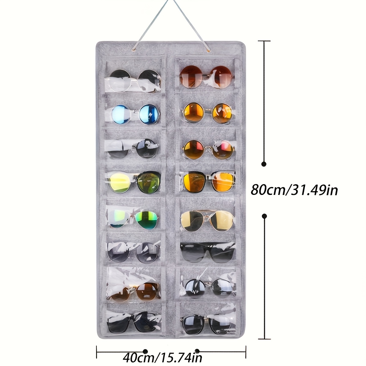 Wall-Mounted Glasses Storage Bag with 16 Grids
