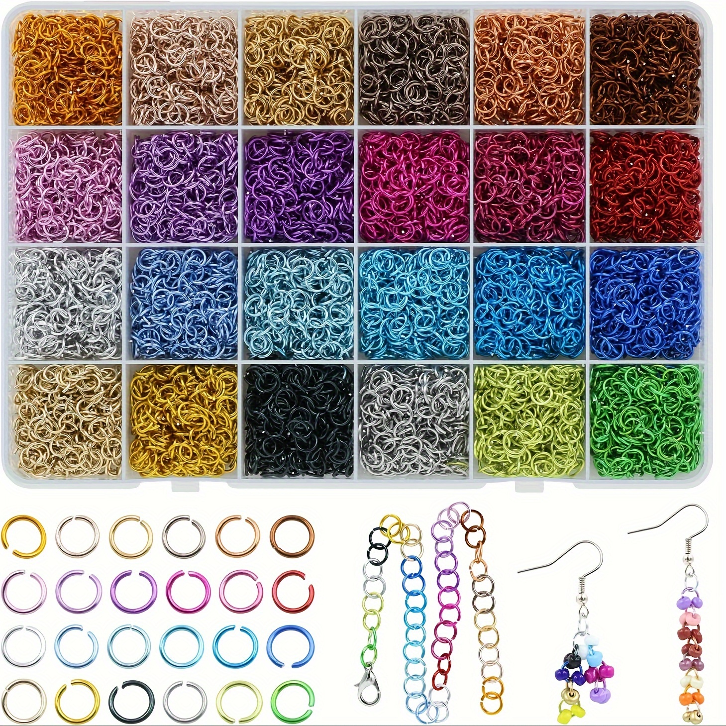 

6mm Open Jump Rings - 24 Colors - Diy Jewelry, Handcrafted Accessories, Nail Art Alloy Components