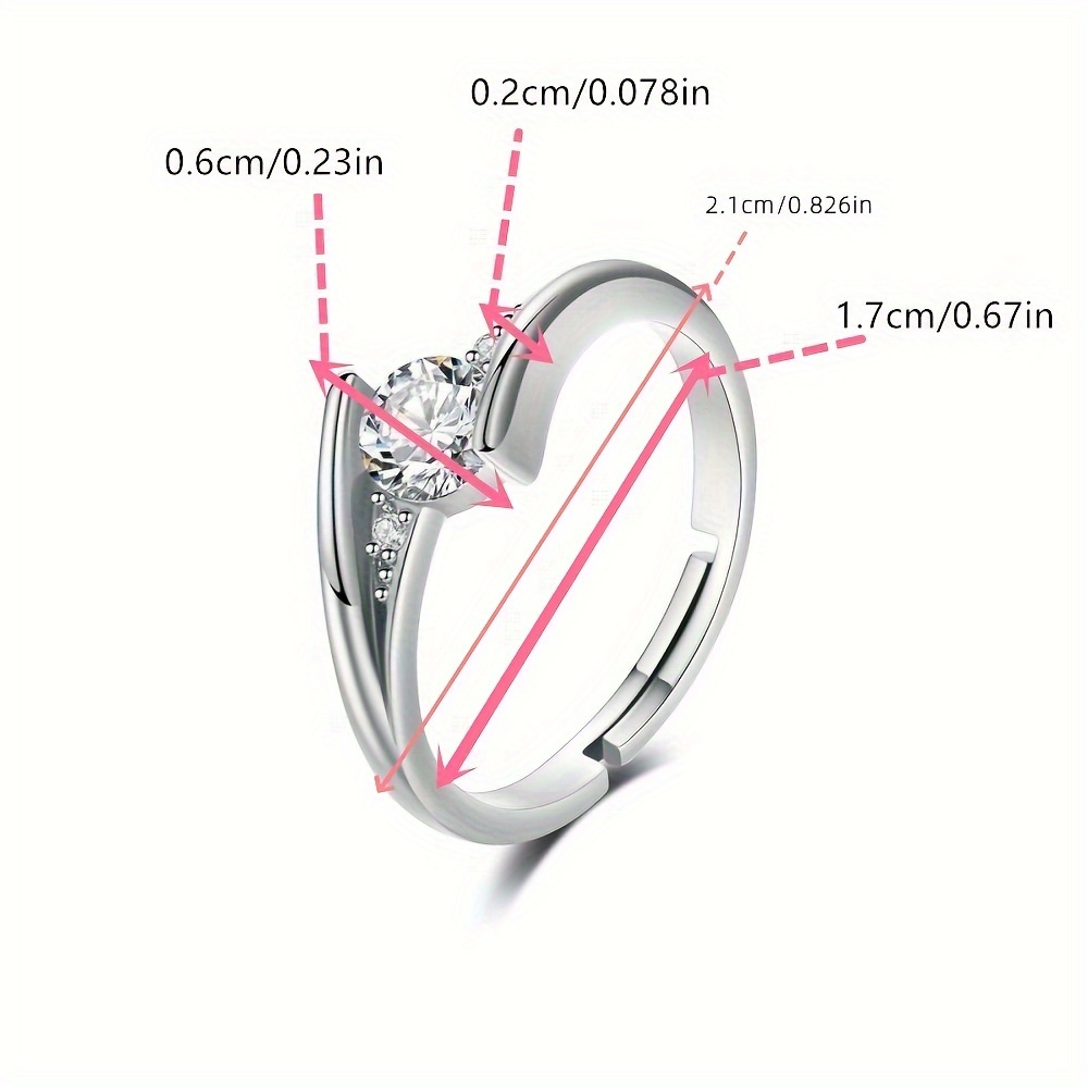 Cubic Zirconia Adjustable Open Ring - Women's Party & Wedding Accessory