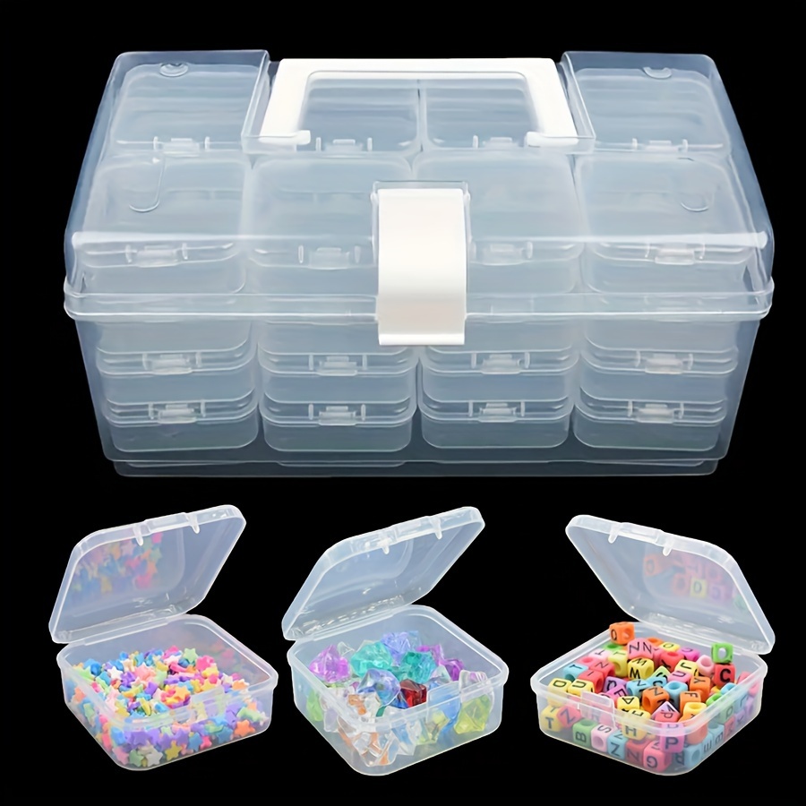 

Plastic Craft Storage Box Organizer Set - 32/30/20/14pcs, Transparent Portable Containers For Diy Supplies, Jewelry, Beads, Tools - Versatile Clear Organizers With Large Carrying Case