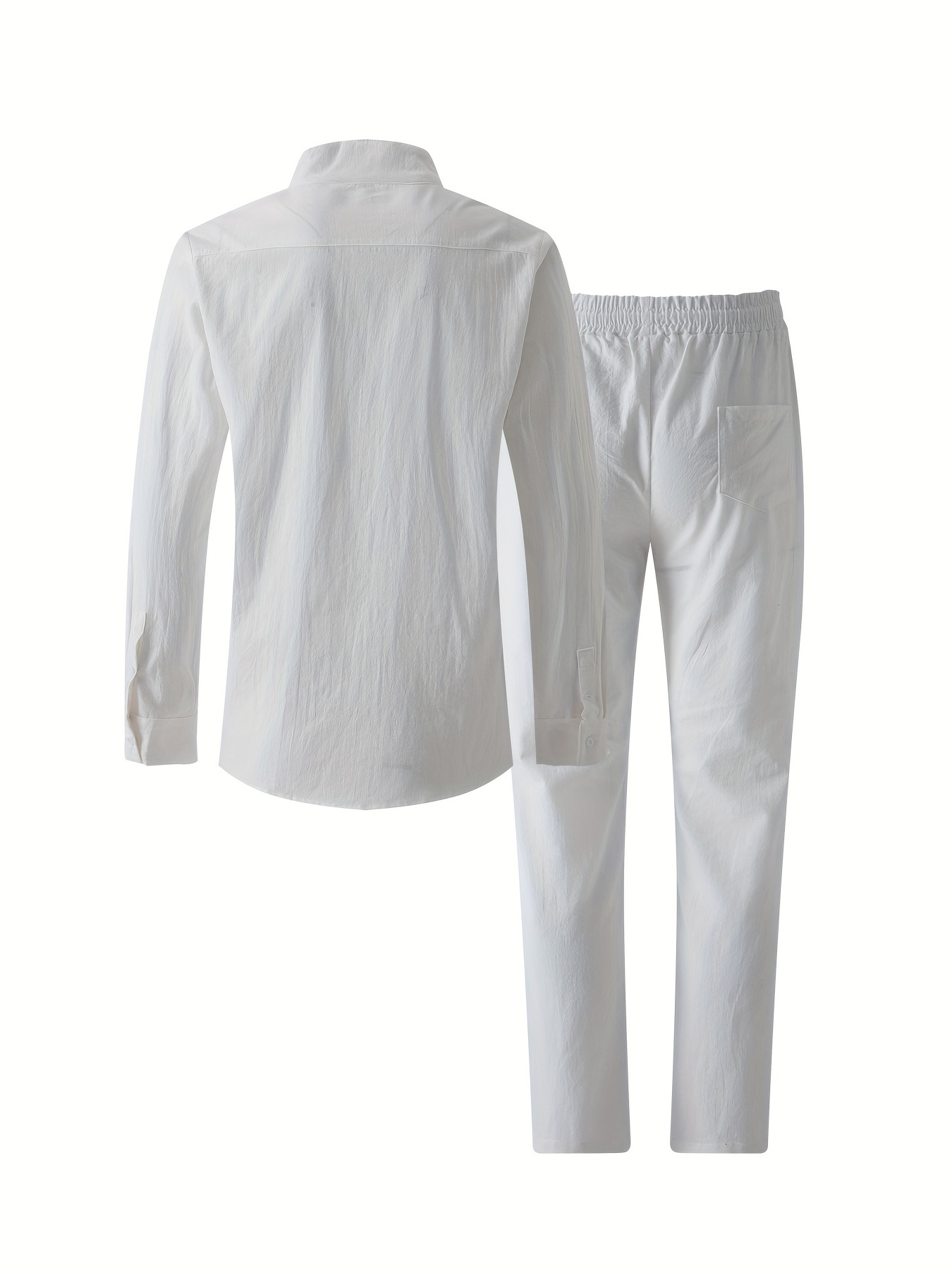 Men'S 2pcs Cotton Sweatsuit Set Casual Henley Long Sleeve Shirt and Beach Trousers with Pockets Yoga Outfit Solid Color Non-Stretch Woven Fabric Spring/Fall Button Details Regular Fit