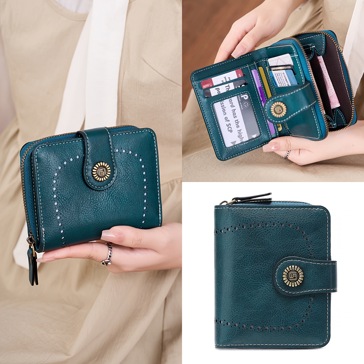 

Hot New Hollow-out Women's Purse Multi-card Zipper Fashion Wallet Europe And The United States Retro Purse Multi-functional Short Purse