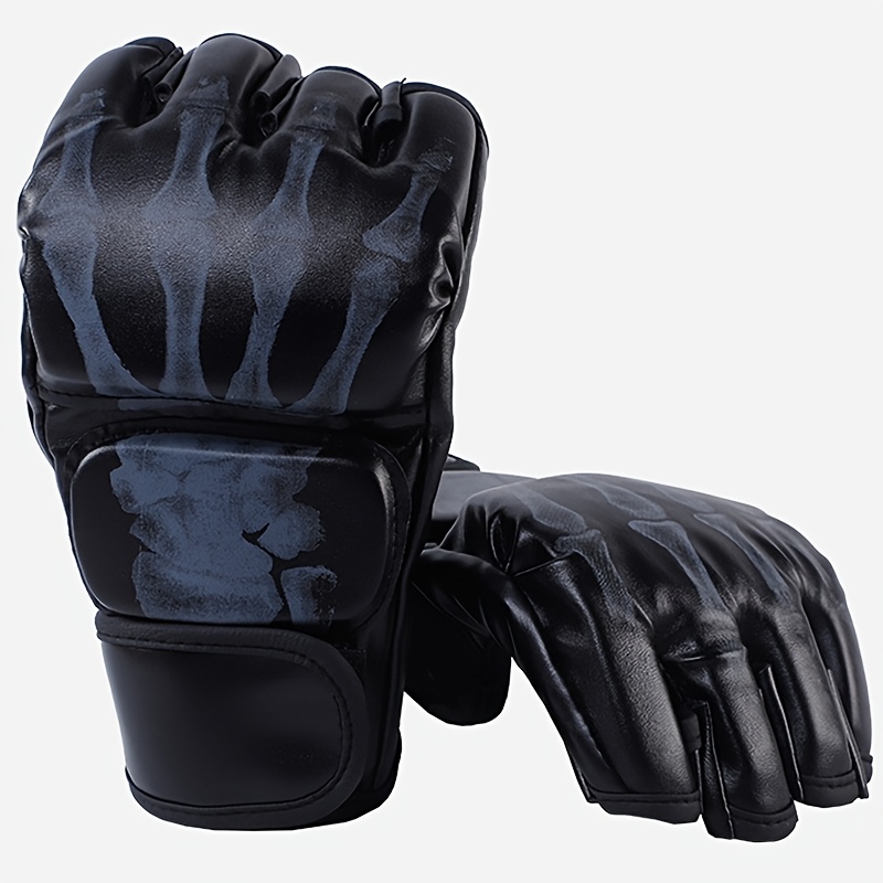 E-shop 1 Paar Boxhandschuhe Fitnesshandschuhe mit Zugverschluss für Boxen, Langlebige Handschuhe - Farboptionen Weiß/Schwarz