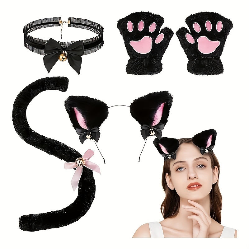 

5pcs Cat Set For Women - Includes , Tail, & Gloves - For Halloween, Carnivals, Parties & Cat