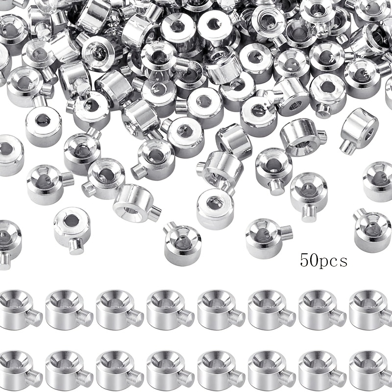 TEMU 50 Perles à sertir pour la fabrication de bijoux, perles d'espacement dorées et argentées, goupilles de perles en métal, pendentifs à sertir,
