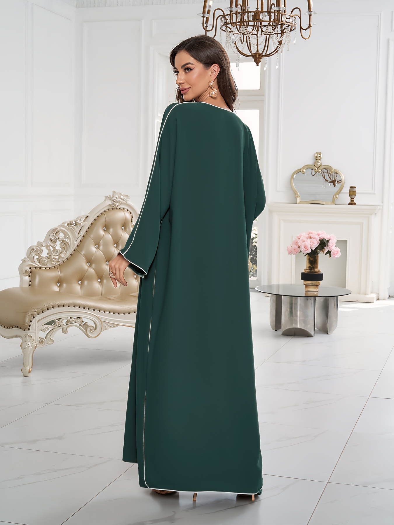 what color hijab goes with green dress Batool Emerald Green Chiffon Modest Long Maxi Dress | Modest Muslim Dresses main image 0