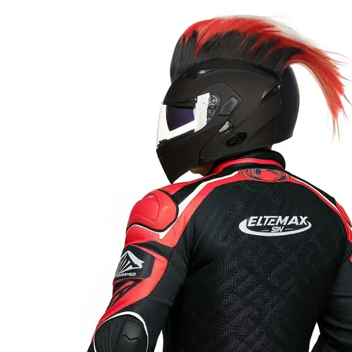bike helmet red mohawk Crest for & Scooter Helmets style Raskullz graphic Helmet With Red Mohawk