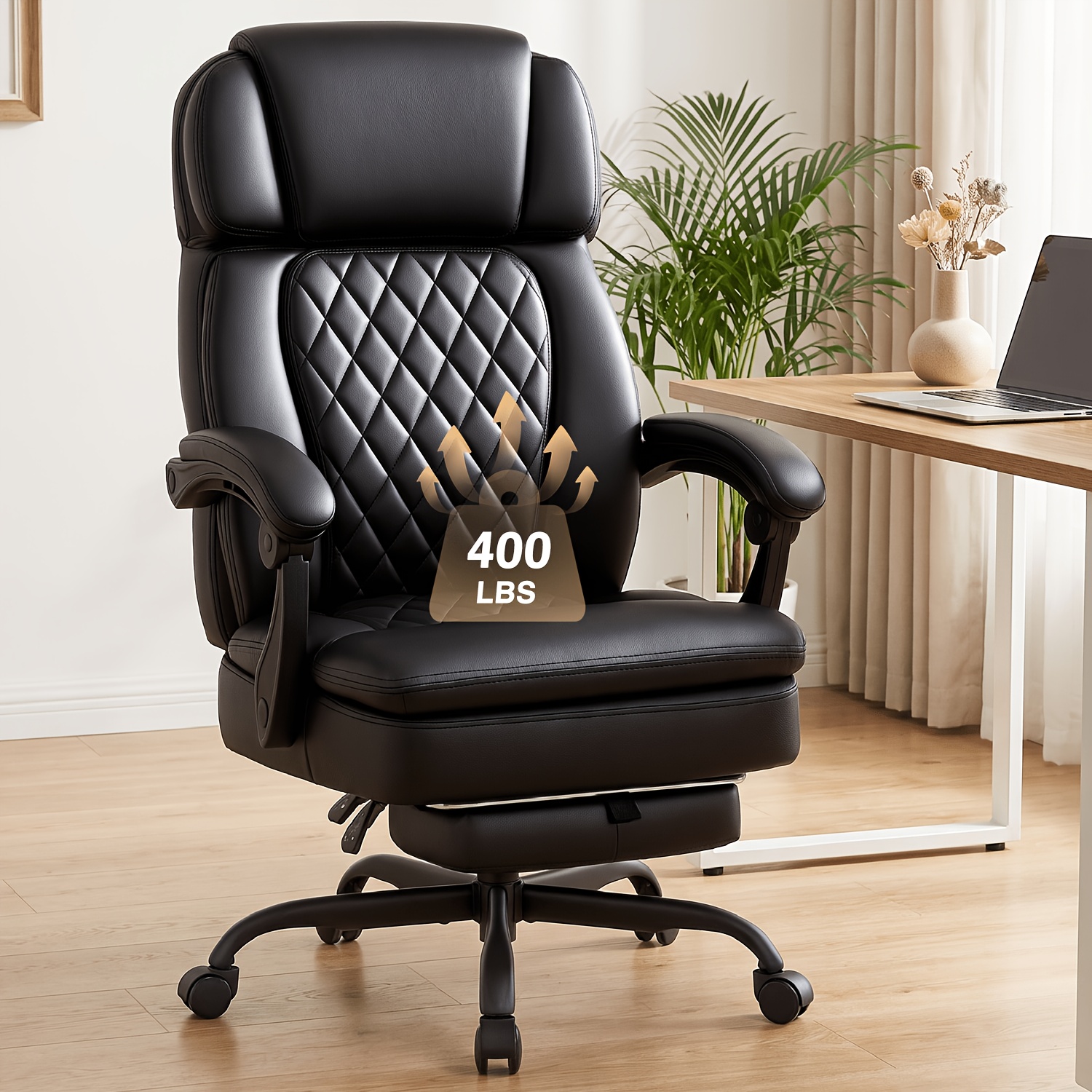 400lbs executive office chair with   rest for heavy people ergonomic big and tall desk chair with adjustable headrest high back comfy heavy duty computer chair with  
