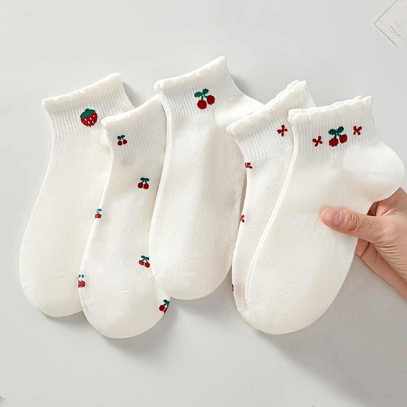 TEMU 5 di Calzini Corti da Donna con Motivo di Fiori di Ciliegio, Calzini a Barca, Calzini , Calzini Sportivi, Calze, Adatti per , Colori Casuali,