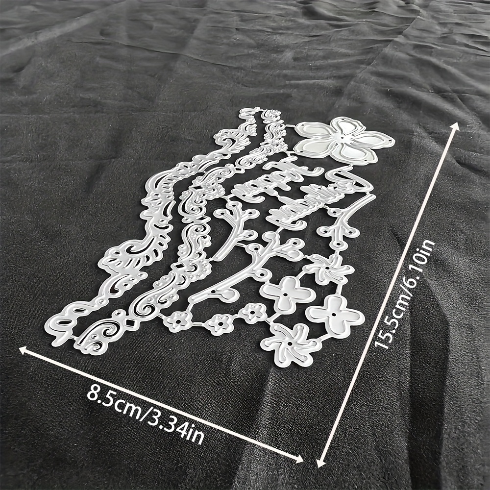 Image of 1pc Lace And Happy Birthday Metal Cutting Die, Decoration Embossing Die Cut, Template For Making Greeting Cards, Ideal For Album Card Creation, Tools For Handmade Cards