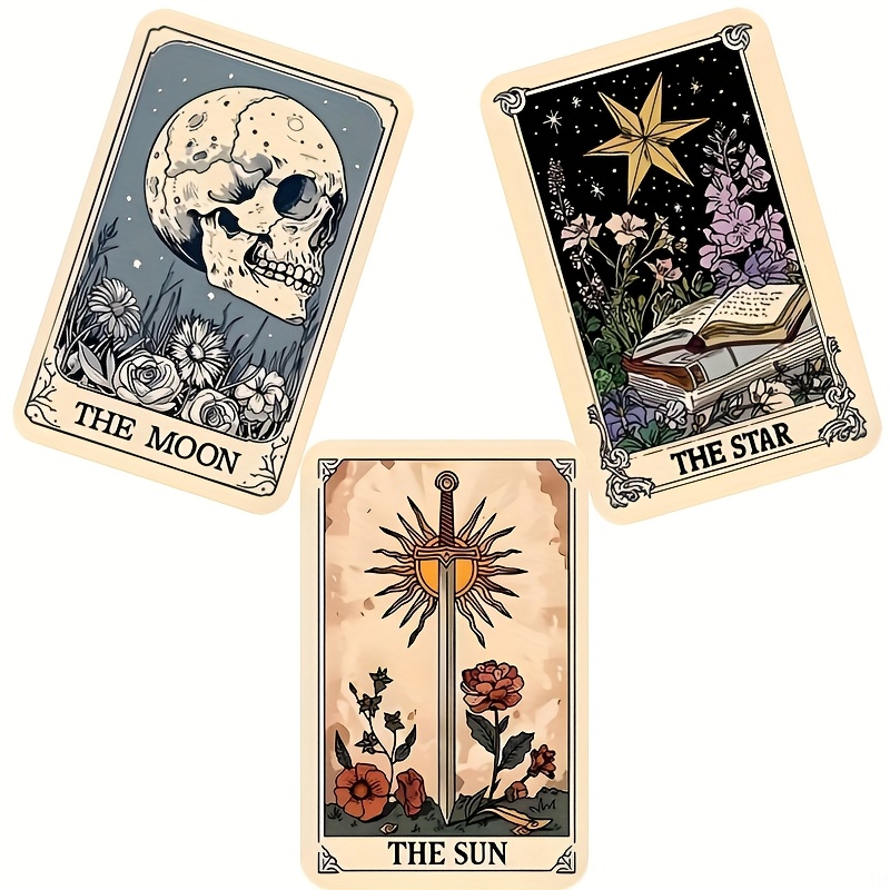 A Set Of 3 Tarot Card Pattern Fridge Magnets, Suitable For Decorating Home Refrigerators, Washing Machines, Study Boards, And Cabinets.