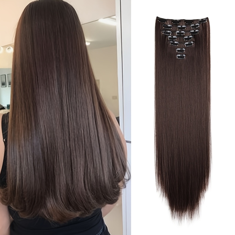 Synthetic Long Hairpiece Fit Straight Hairpiece 16 Secure Clips Hairpiece Suitable For Any Style For Women