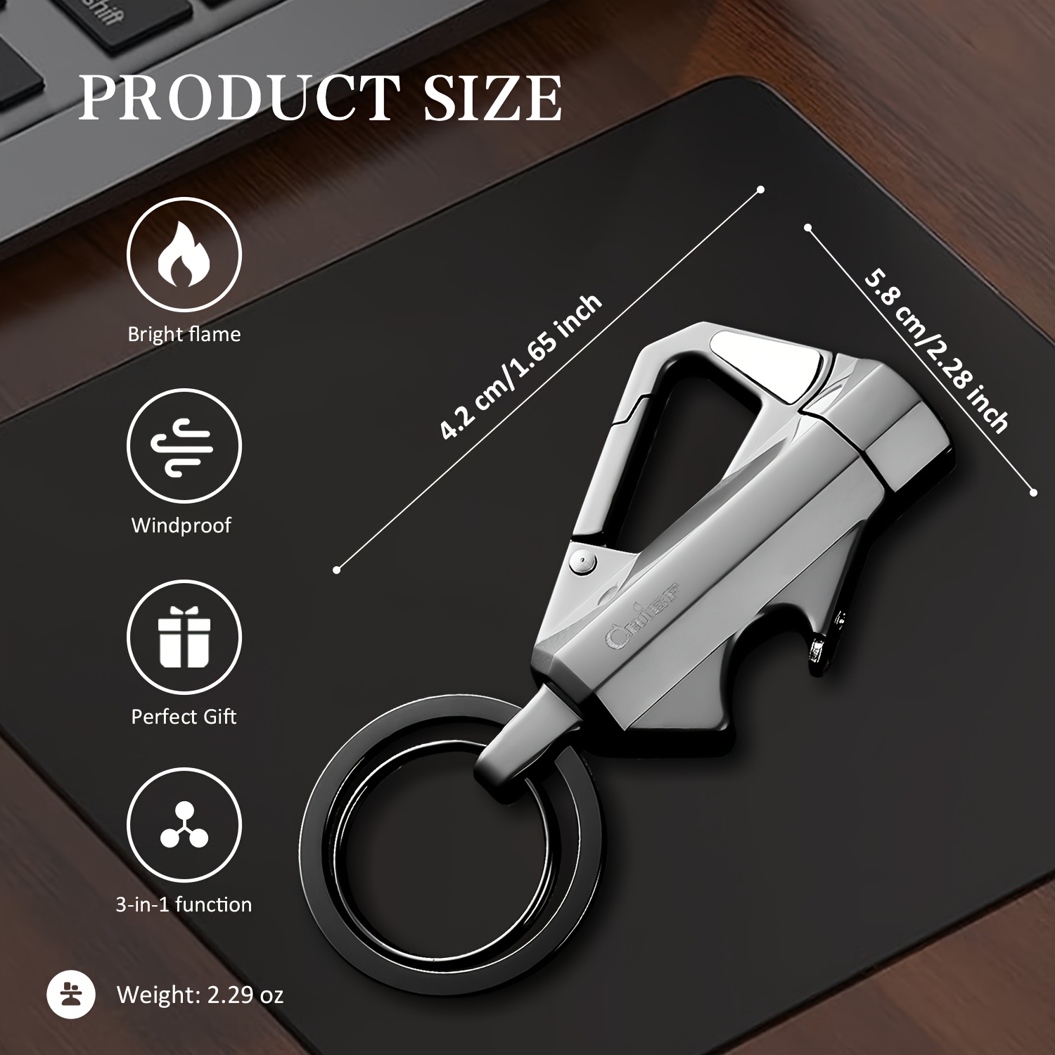 portable keychain lighter butane lighter with bottle opener metal windproof lighter ideal equipment for outdoor and camping easter gifts not included without battery Product details 3