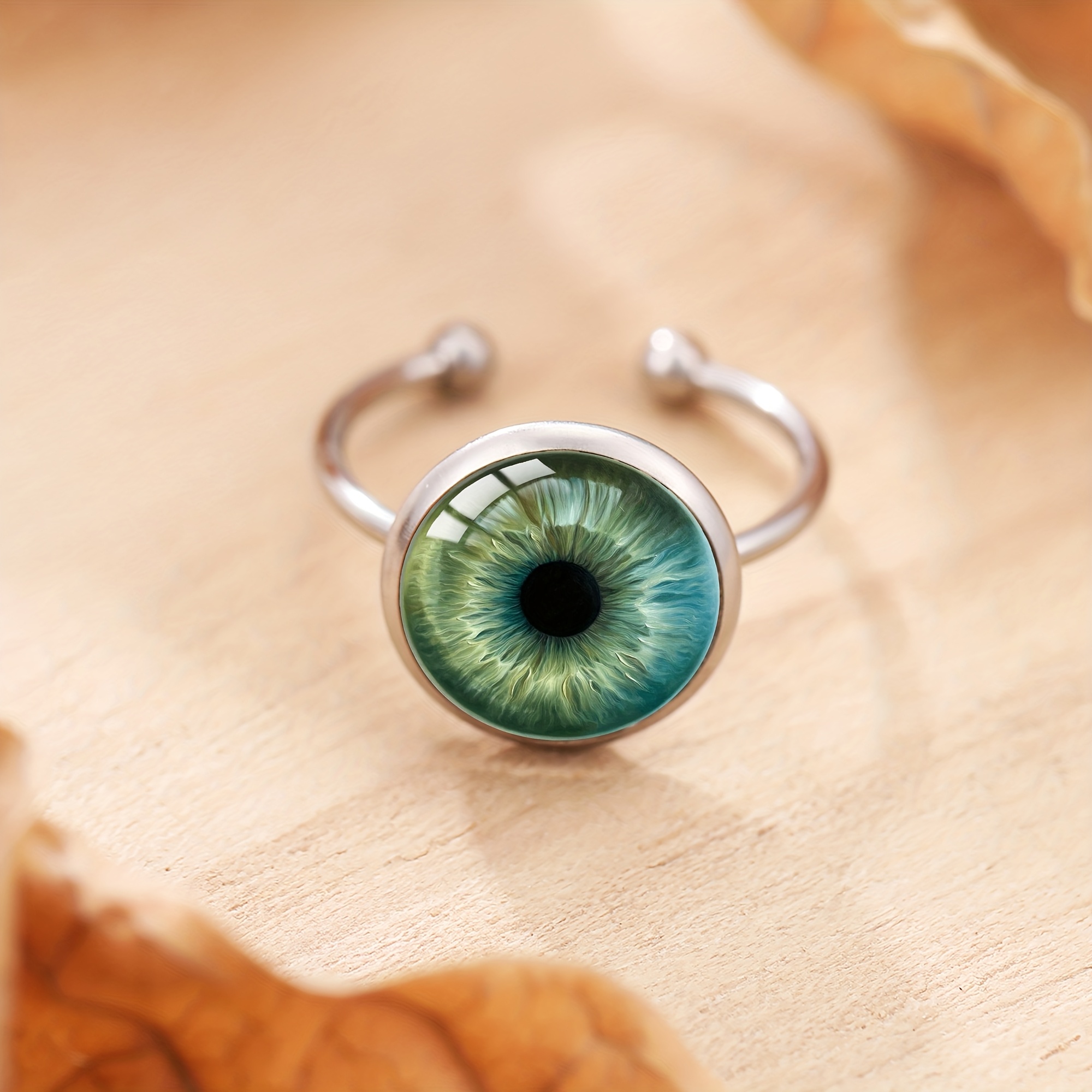 1pc Colorful Eye Pattern Steel Ring, Personalized Men's And Women' Party Wear Jewelry Additions